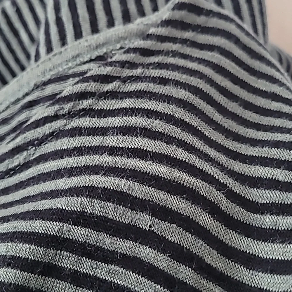 Eileen Fisher Organic Linen Jersey Stripe Dress Black And Green  Women's Small - Picture 9 of 9